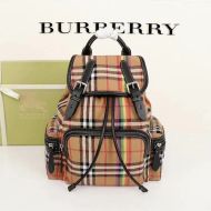 Burberry Backpack In Vintage Check Nylon Beige/Rainbow