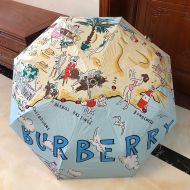 Burberry Beach Print Folding Umbrella In Blue