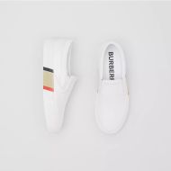Burberry Bio-based Sole Leather Men Slip-on Sneakers In White