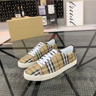 Burberry Bio-based Sole Vintage Check And Leather Men Sneakers In Beige