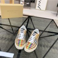 Burberry Bio-based Sole Vintage Check And Leather Men Sneakers In Beige/Rainbow