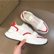 Burberry Red Edge Canvas,Leather And Mesh Men Sneakers In White