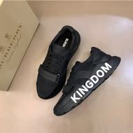 Burberry Kingdom Logo Canvas And Leather Men Sneakers In Black