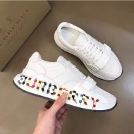 Burberry Rainbow Logo Canvas And Leather Men Sneakers In White