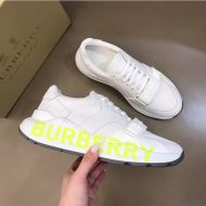 Burberry Fluorescence Logo Canvas And Leather Men Sneakers In White