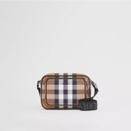 Burberry Check Cotton Crossbody Bag In Brown
