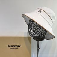 Burberry Check Trim Bucket Hat In White