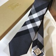 Burberry Classic Cut Check Silk Tie In Grey