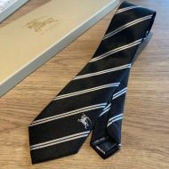 Burberry Classic Cut Striped Silk Jacquard Tie In Black