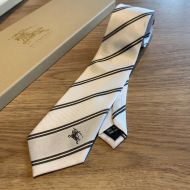 Burberry Classic Cut Striped Silk Jacquard Tie In White
