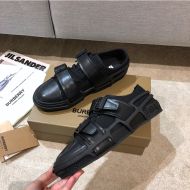Burberry Cotton And Leather Men Webb Sneakers In Black