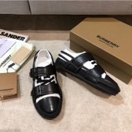 Burberry Cotton And Leather Men Webb Sneakers In Black/White