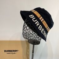 Burberry Embroidered Logo Bucket Hat In Black