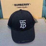 Burberry Embroidered Monogram Motif Baseball Cap In Black/White