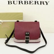 Burberry Gowen Canvas And Leather Crossbody Bag In Burgundy