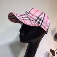 Burberry Haymarket Check Baseball Cap In Pink
