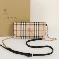 Burberry Haymarket Check Henley Wallet With Detachable Strap In Black