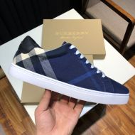 Burberry Vintage Check Canvas Men Sneakers In Blue