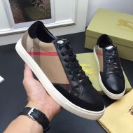Burberry House Check And Suede Leather Men Sneakers In Black