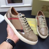 Burberry House Check And Suede Leather Men Sneakers In Camel