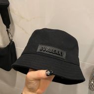 Burberry Logo Cotton Bucket Hat In Black
