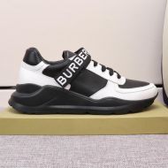 Burberry Logo Detail Leather And Nylon Men Sneakers In Black/White