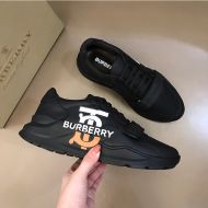 Burberry Logo Detail Canvas And Leather Men Sneakers In Black