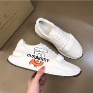 Burberry Logo Detail Canvas And Leather Men Sneakers In White
