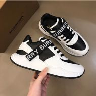 Burberry Logo Detail Leather And Vintage Check Men Sneakers In White