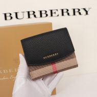 Burberry Luna House Check And Leather Wallet In Black