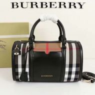 Burberry Medium Vintage Check and Leather Pillow Bag In Black
