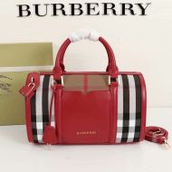 Burberry Medium Vintage Check and Leather Pillow Bag In Red