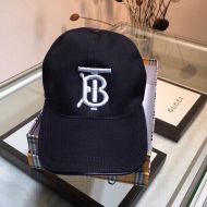 Burberry Monogram Motif Leather Trim Baseball Cap In Black