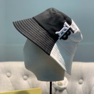 Burberry Monogram Motif Two-tone Cotton Bucket Hat In Black/White