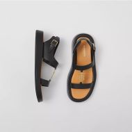 Burberry Monogram Motif Leather Unisex Sandals In Black
