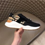 Burberry Nylon Suede And Vintage Check Men Sneakers In Black