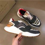 Burberry Nylon, Suede And Vintage Check Men Sneakers In Black/Beige