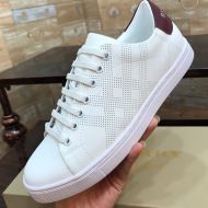 Burberry Perforated Check Leather Men Sneakers In White