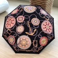 Burberry Print Folding Umbrella In Black