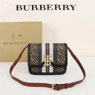 Burberry Small Two-tone Canvas And Leather TB Bag In Coffee