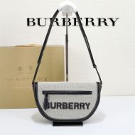 Burberry Small Check Cotton And Leather Olympia Bag In Black