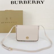 Burberry Small Leather And Vintage Check Crossbody Bag In White