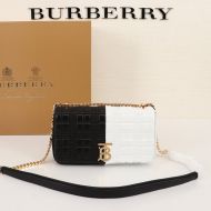 Burberry Small Quilted Two-tone Lambskin Lola Bag In Black/White