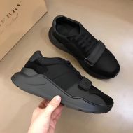 Burberry Suede And Rubber Men Sneakers In Black