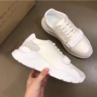 Burberry Suede And Rubber Men Sneakers In White