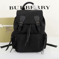 Burberry Technical Nylon And Leather Rucksack In Black