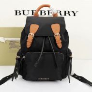 Burberry Technical Nylon And Leather Rucksack In Black/Brown