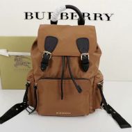 Burberry Technical Nylon And Leather Rucksack In Brown