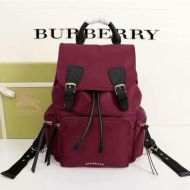 Burberry Technical Nylon And Leather Rucksack In Burgundy