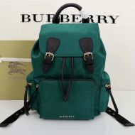 Burberry Technical Nylon And Leather Rucksack In Green